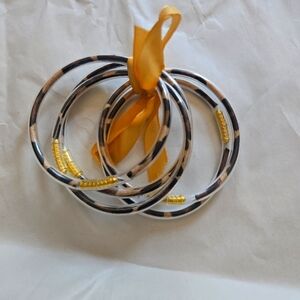 Leopard Print Bangles with Gold Accents